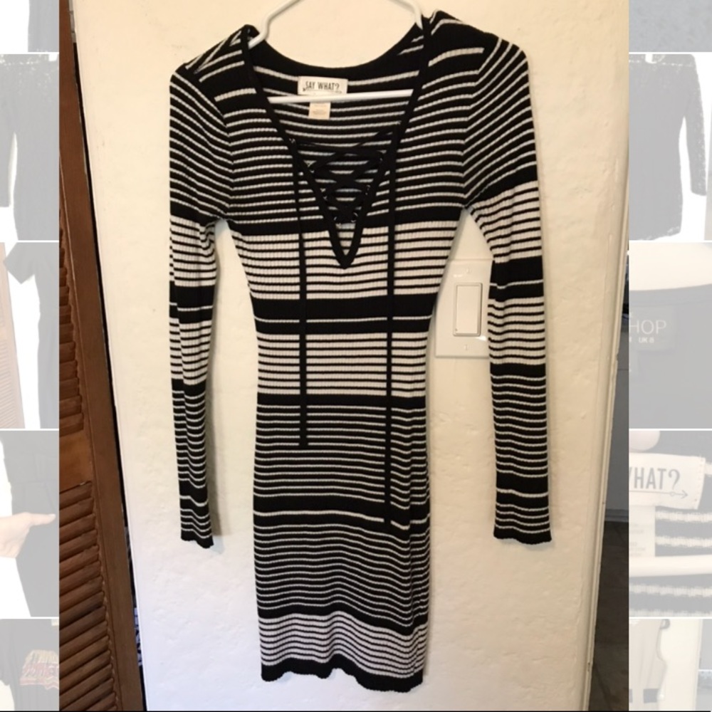 Black & white stripped long sleeve dress.